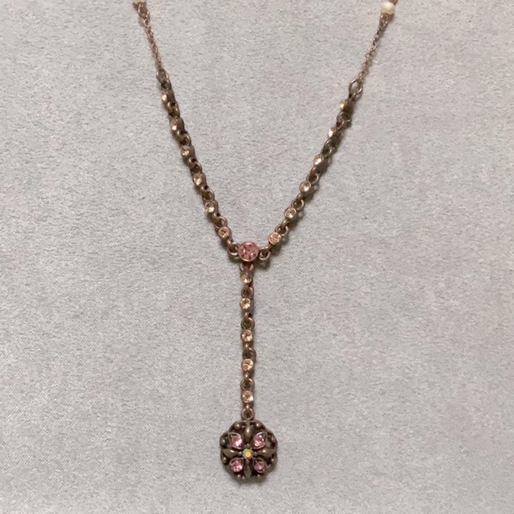 1928 Brand Necklace w/ pink stones, pearls